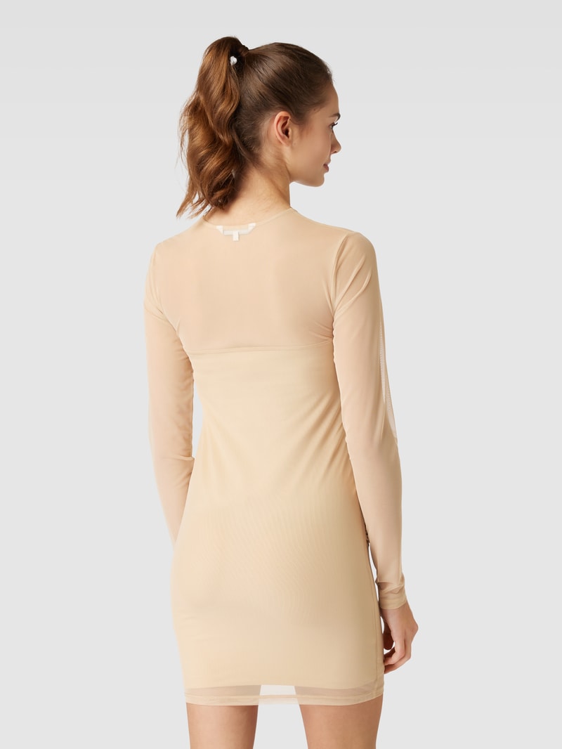 Minikleid mit Meshbesatz in sand