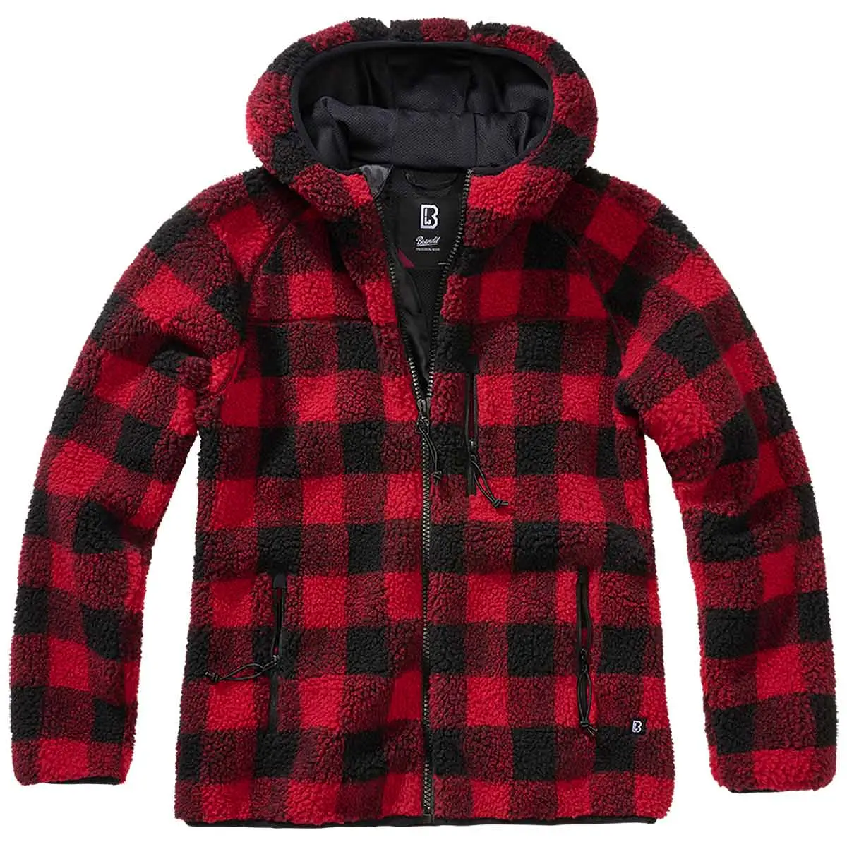 Ladies Teddyfleece Jacke rot-schwarz