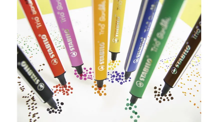 STABILO® Gefederter Dreikant-Filzstift - STABILO Trio Scribbi - 8er Pack - mit 8 verschiedenen Farben sortiert