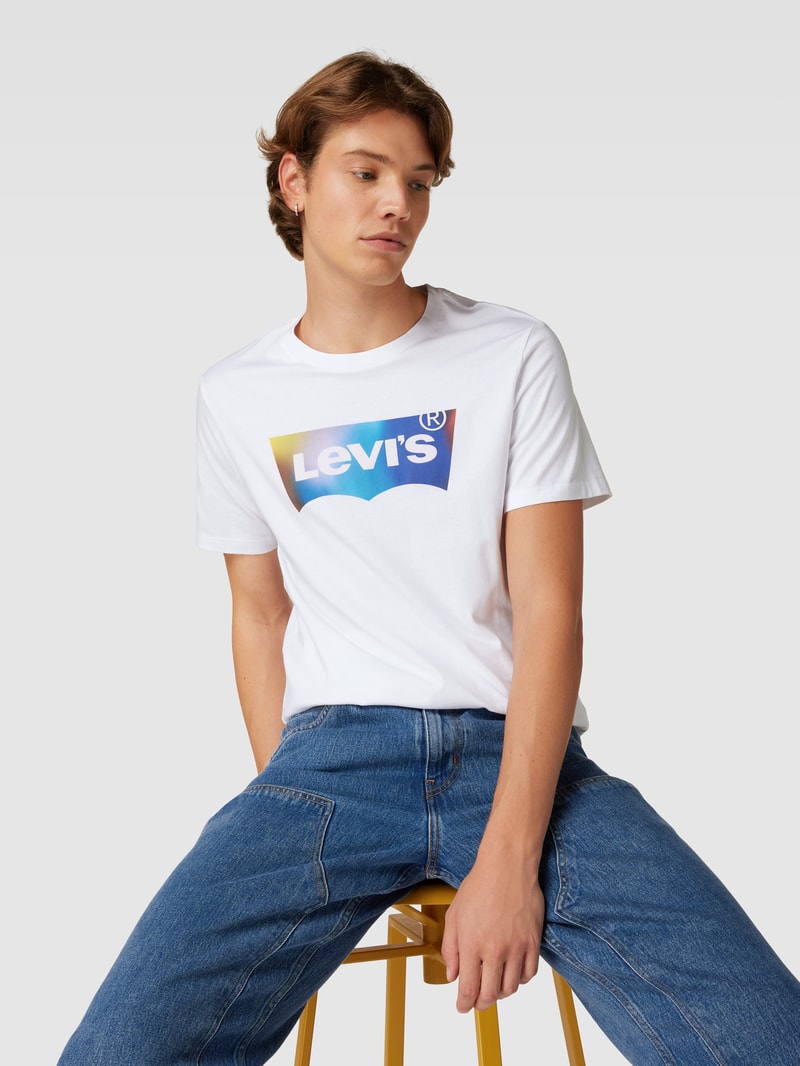 T-Shirt mit Logo-Print in weiß