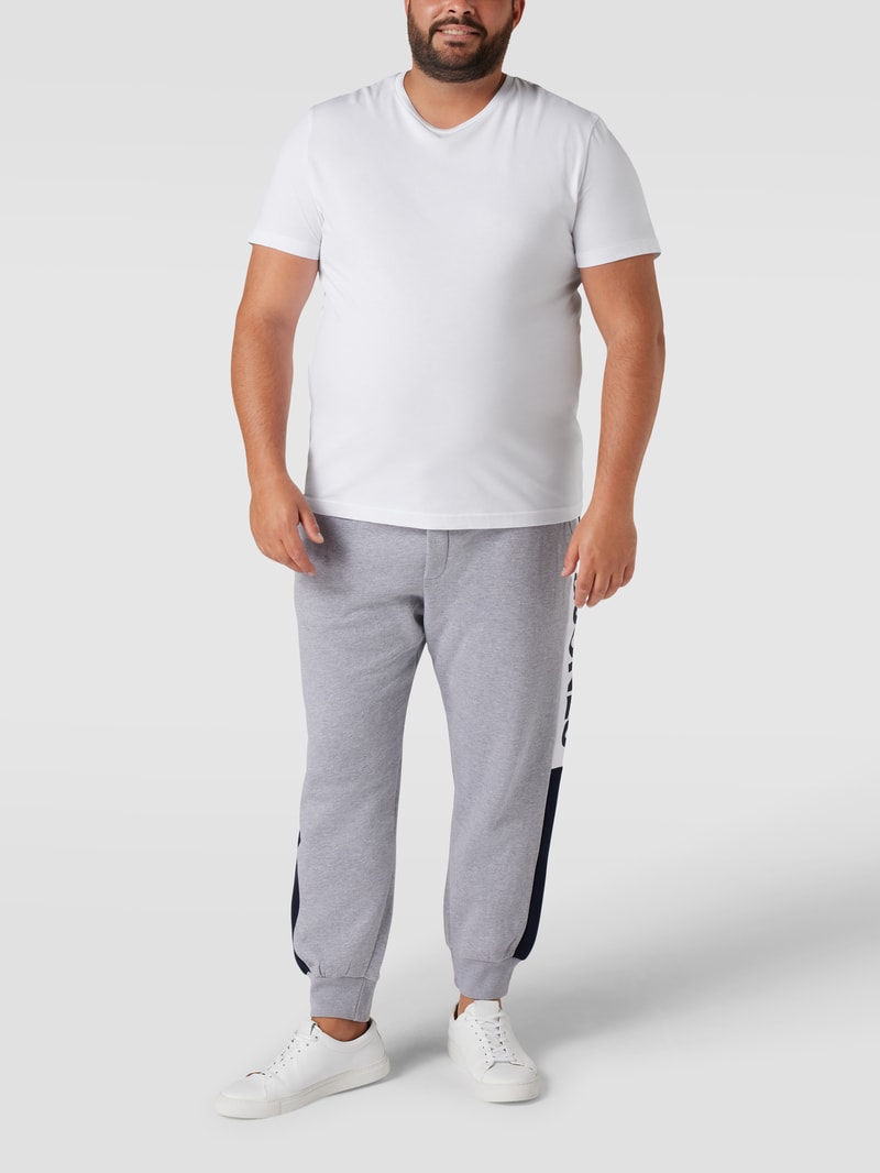 PLUS SIZE Sweatpants mit Label-Details Modell 'Will' in hellgrau meliert