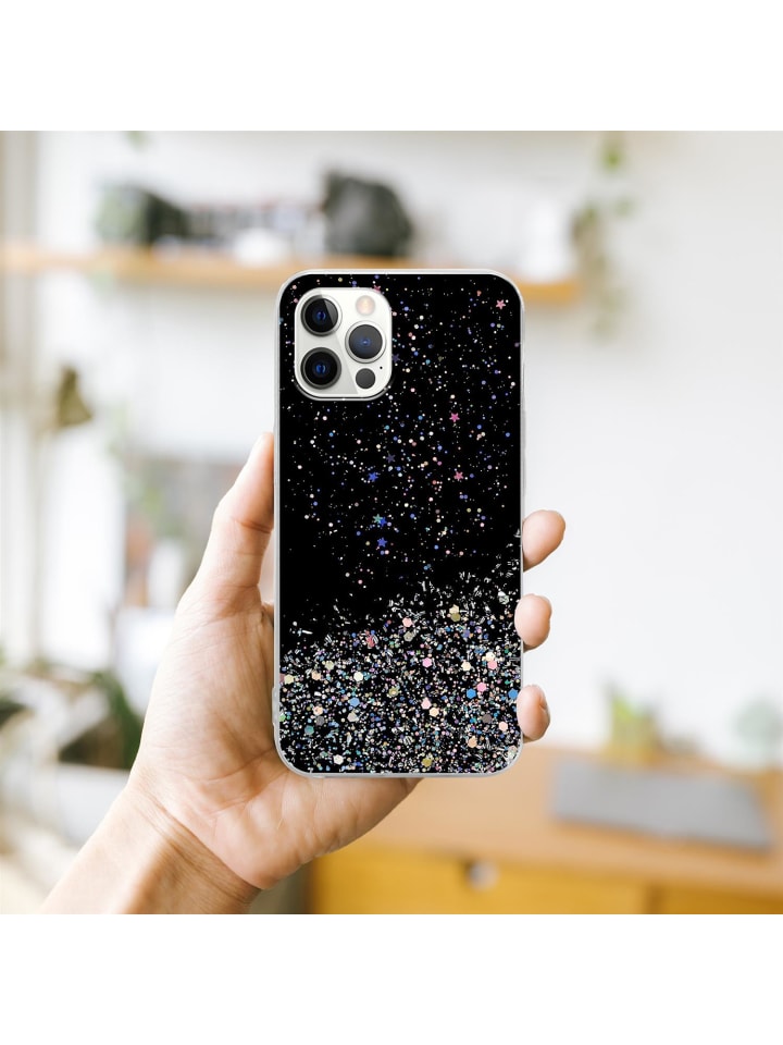 cadorabo Hülle für Apple iPhone 12 / 12 PRO Glitter in Schwarz mit Glitter günstig kaufen onesize