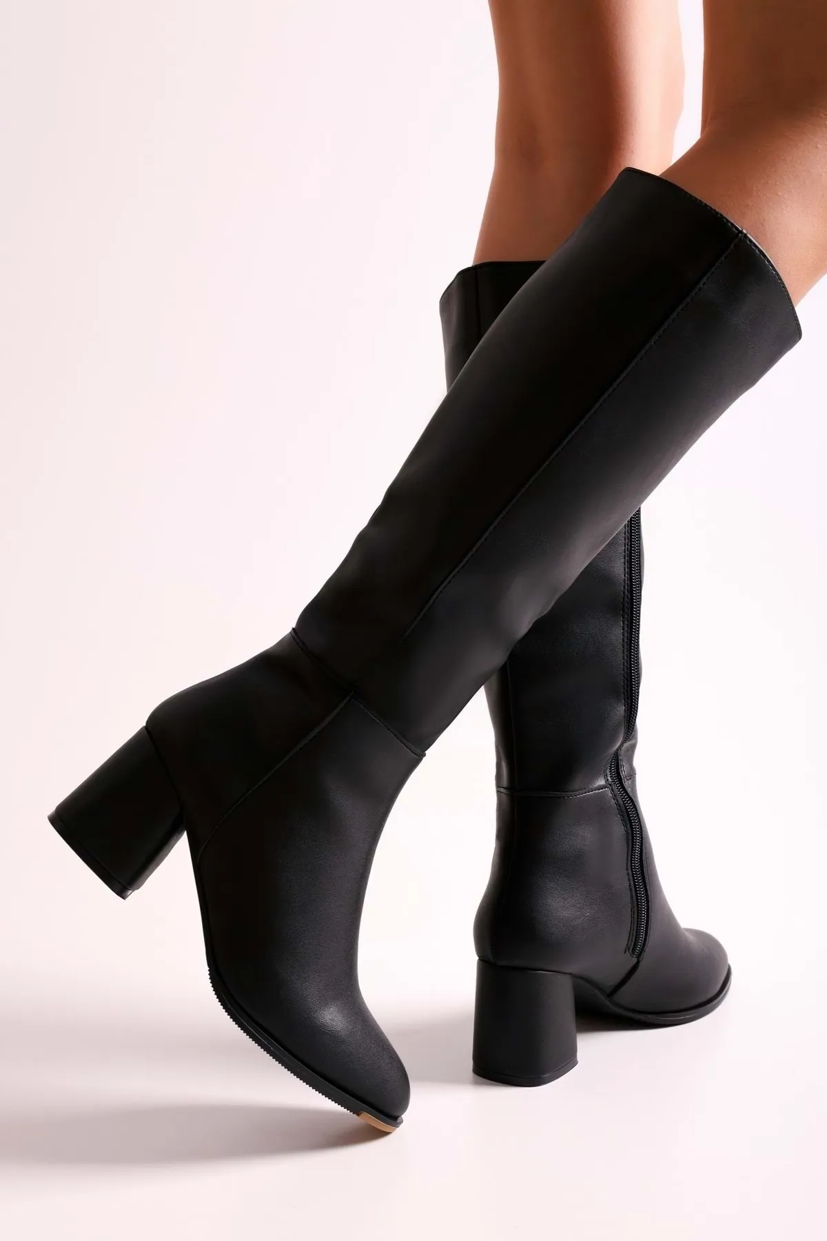 Shoeberry  Kiella Black Skin Damenstiefel mit Absatz Black Skin