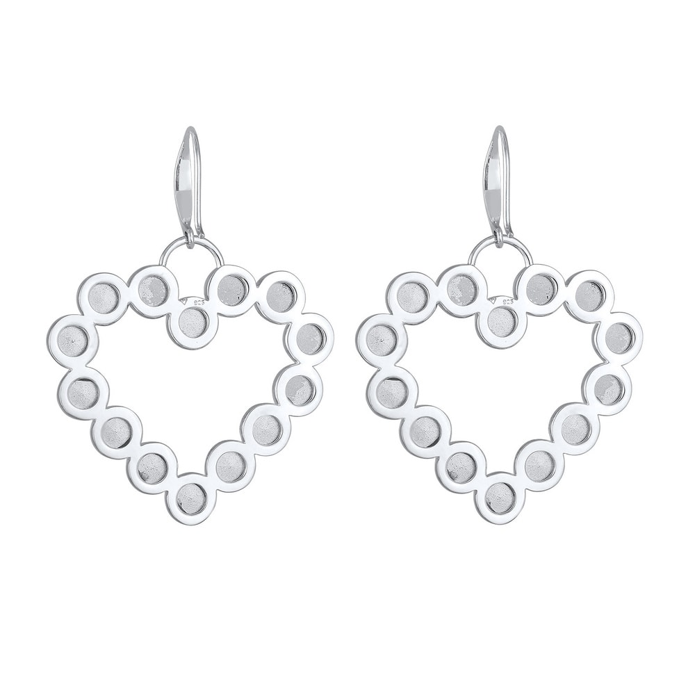 Nenalina Nenalina Boucles d'Oreilles Femmes pendentif d'oreilles cœur avec cristaux en arg Boucles d'oreilles