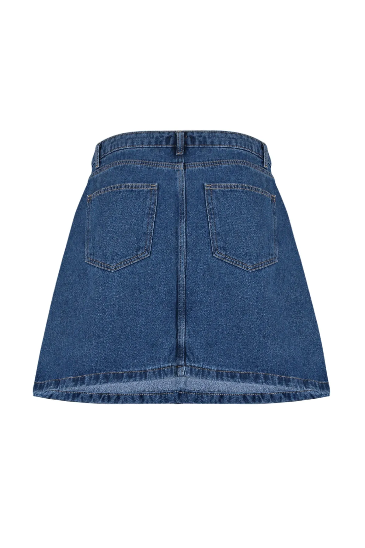 Trendyol Curve  Blauer Jeansrock in A-Form mit hoher Taille TBBAW23AZ00042