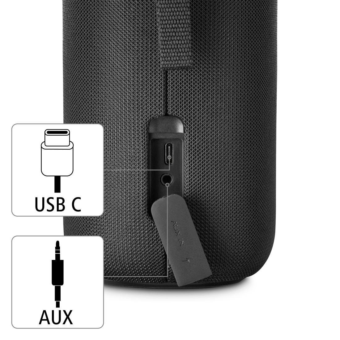 Hama Bluetooth Box Shine 2.0 LED Xtra Bass 360ᵒ Sound spritzwassergeschützt Bluetooth-Lautsprecher (Freisprechanlage,Xtra Bass,360ᵒ Sound)