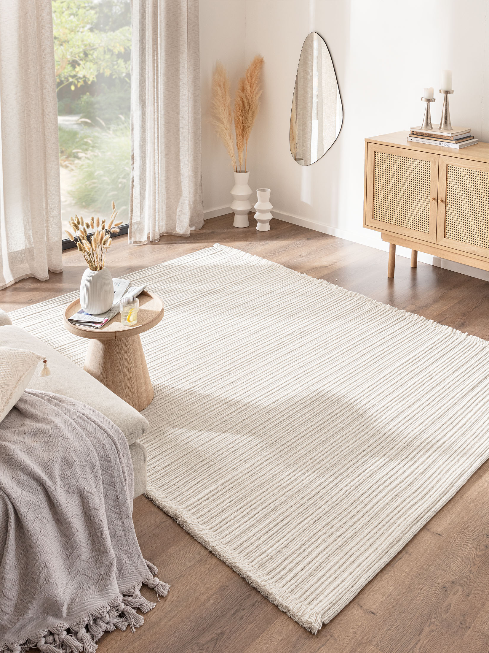 Larsbo Woll-Teppich, White