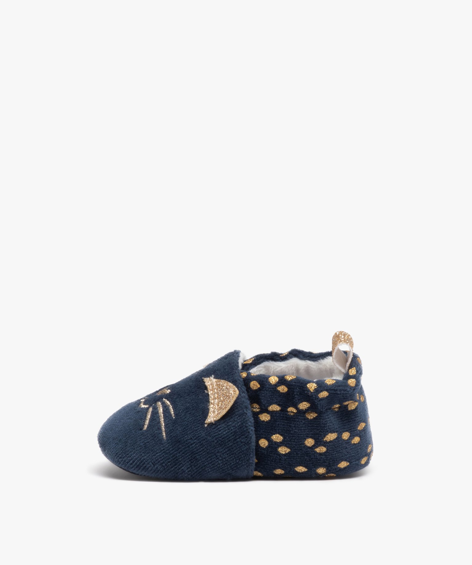 Chaussons de naissance bébé fille en forme de chat et à p... marine | GEMO