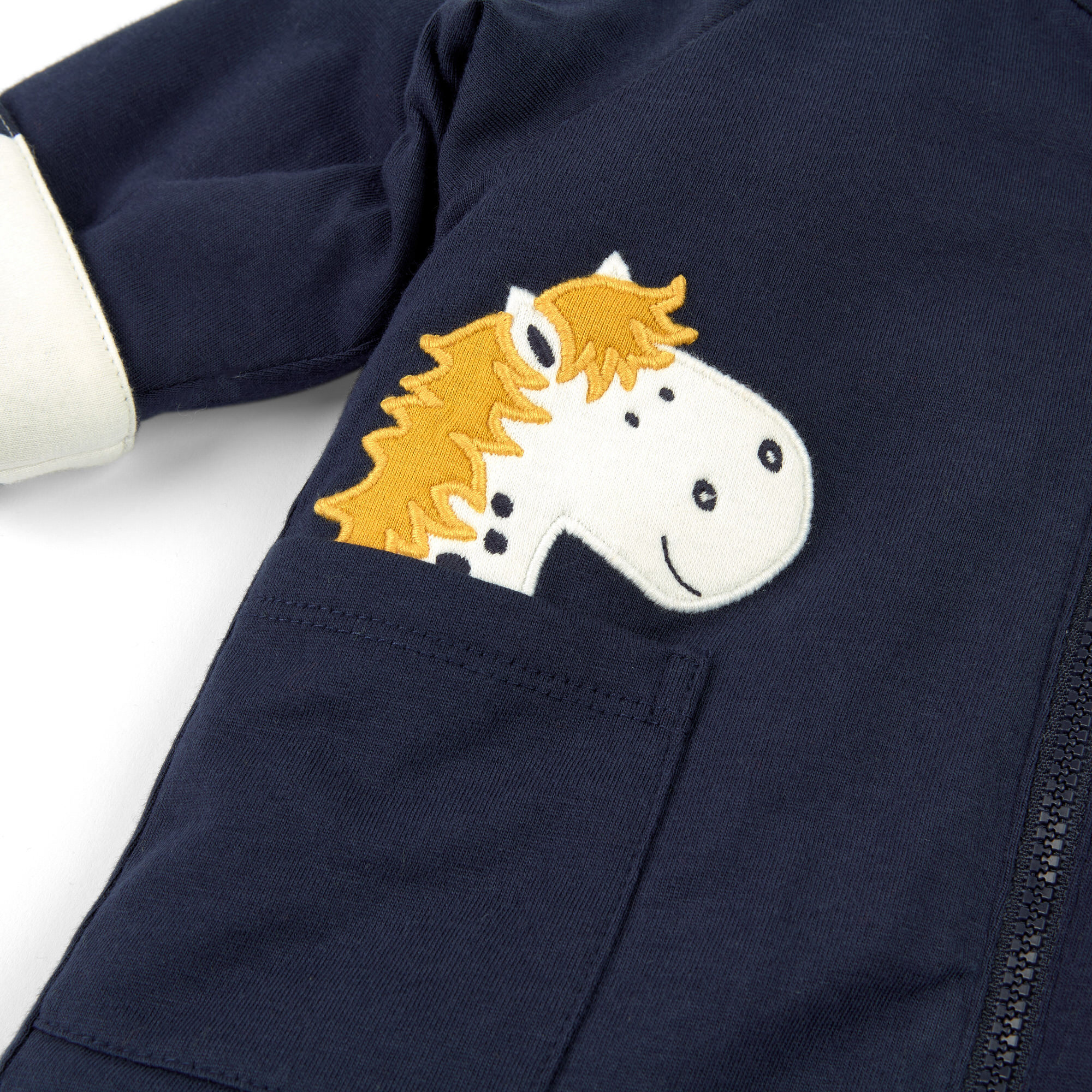 Wattierte Baby Wendejacke Tupfen Pony, dunkelblau oder w
