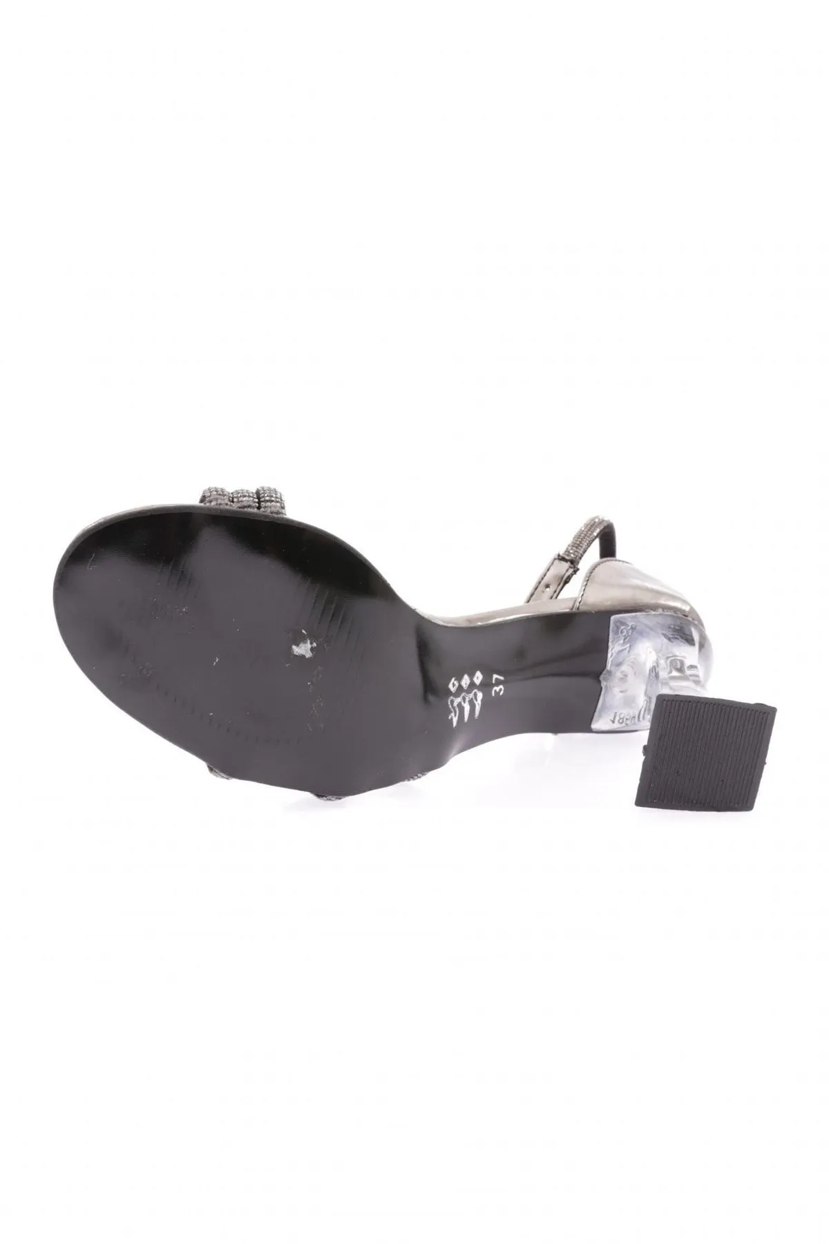 DGN  Bar-05-23y Platinum Mirror - Damenschuhe mit silbernem Steinkelchabsatz