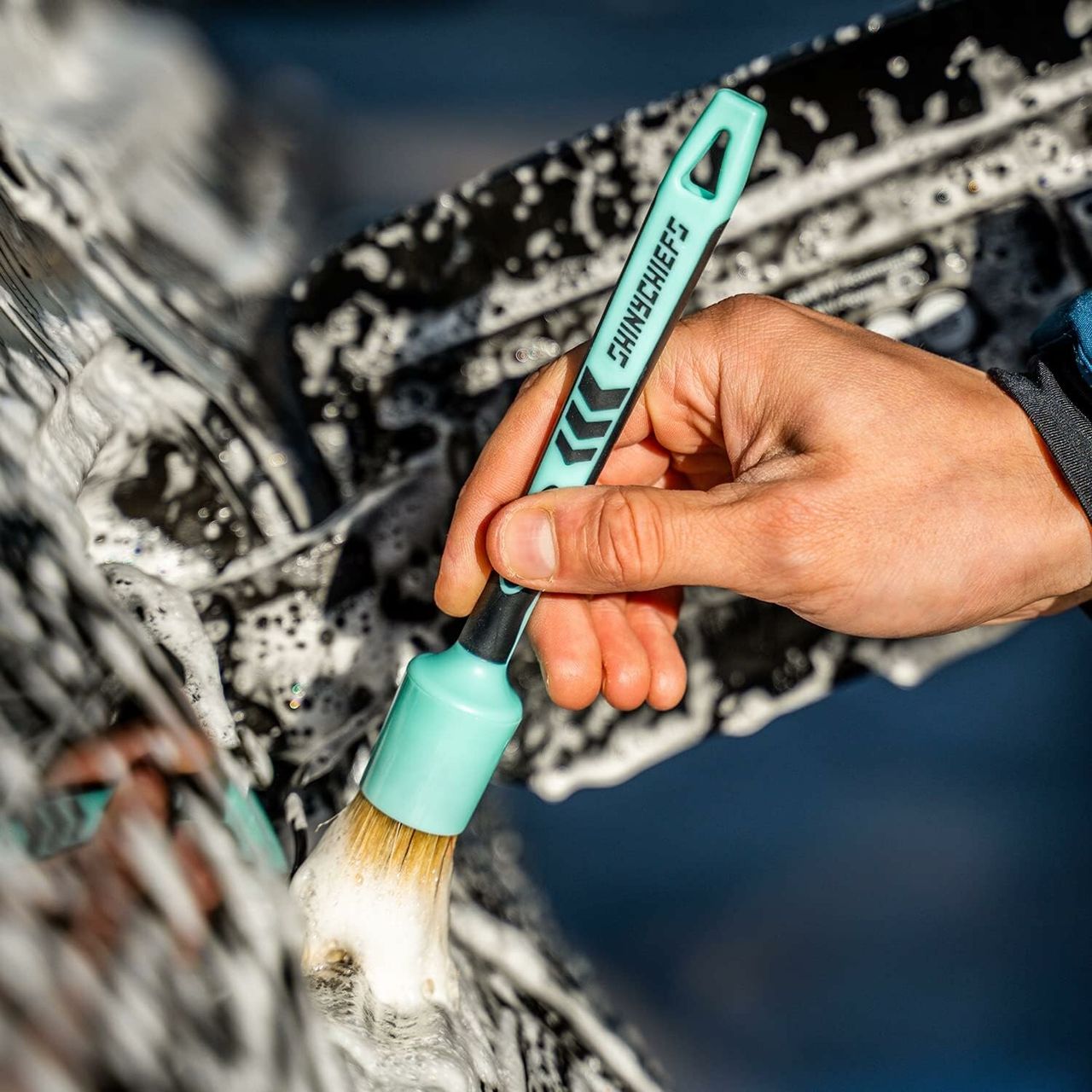 ShinyChiefs Detailing Brush - Wildschweinborsten Auto-Pinsel zur gründlichen Reinigung 23cm