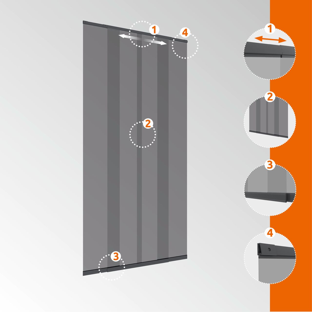 Powertec Türvorhang Teleskop 120cm anthrazit
