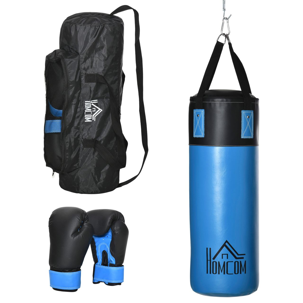 HOMCOM Boxsack-Set Box-Set mit Boxhandschuhen Gefüllt Set 100 KG Ø25 x 102 cm