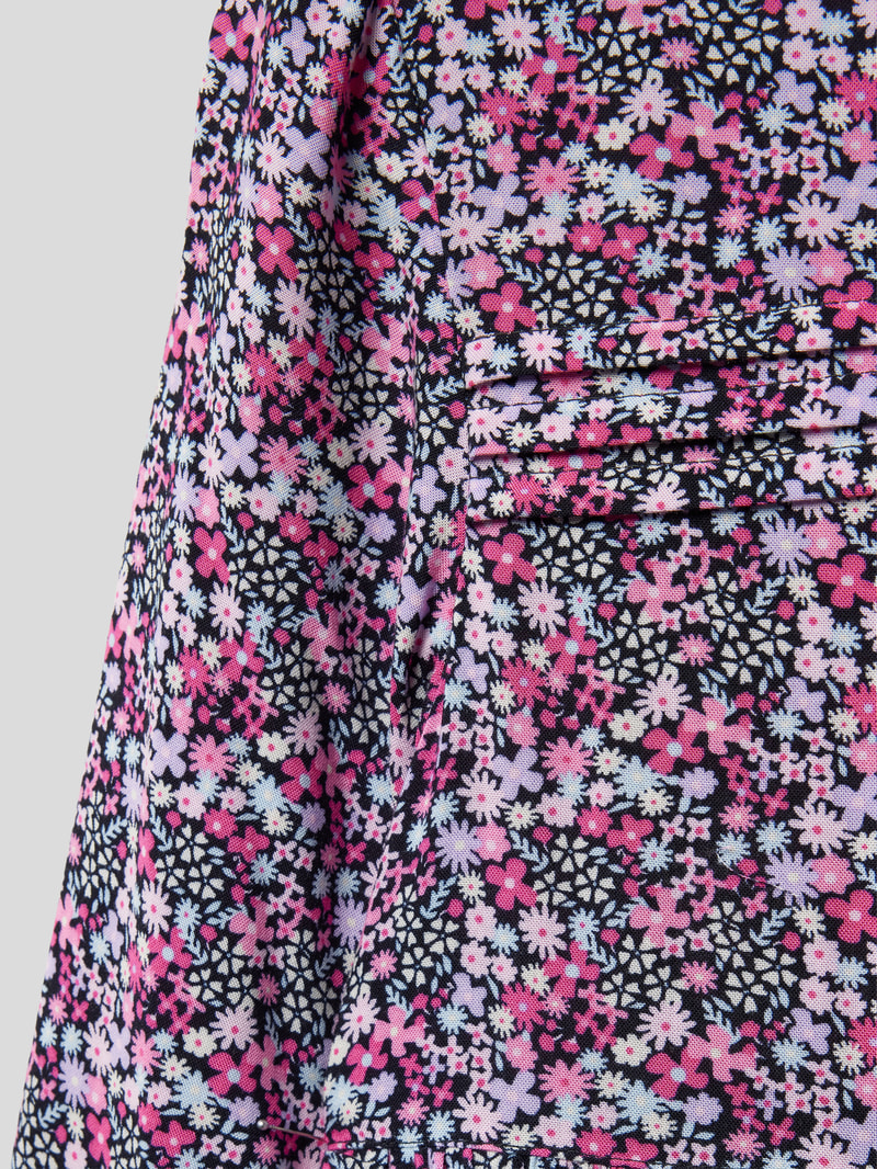 Kleid mit floralem Muster in marineblau