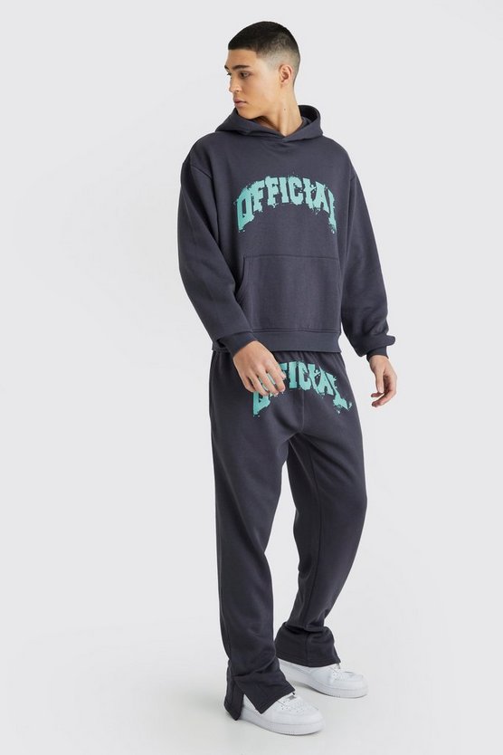 Kastiger Oversize Official Trainingsanzug mit geteiltem Saum