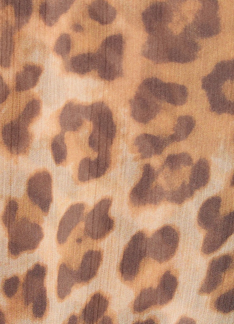 Poloprůhledné minišaty Maje s leopardím potiskem a šálovým límcem