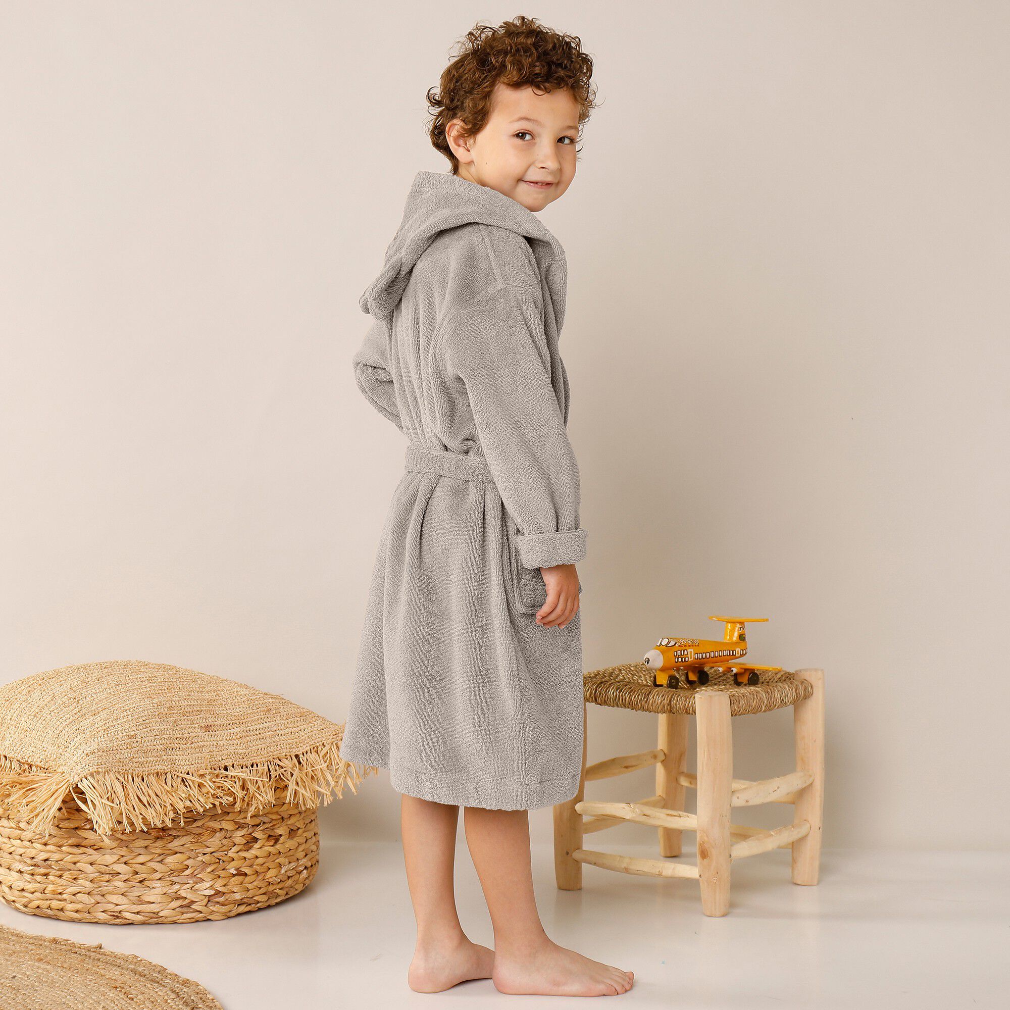 Peignoir de bain enfant ourson à capuche éponge coton