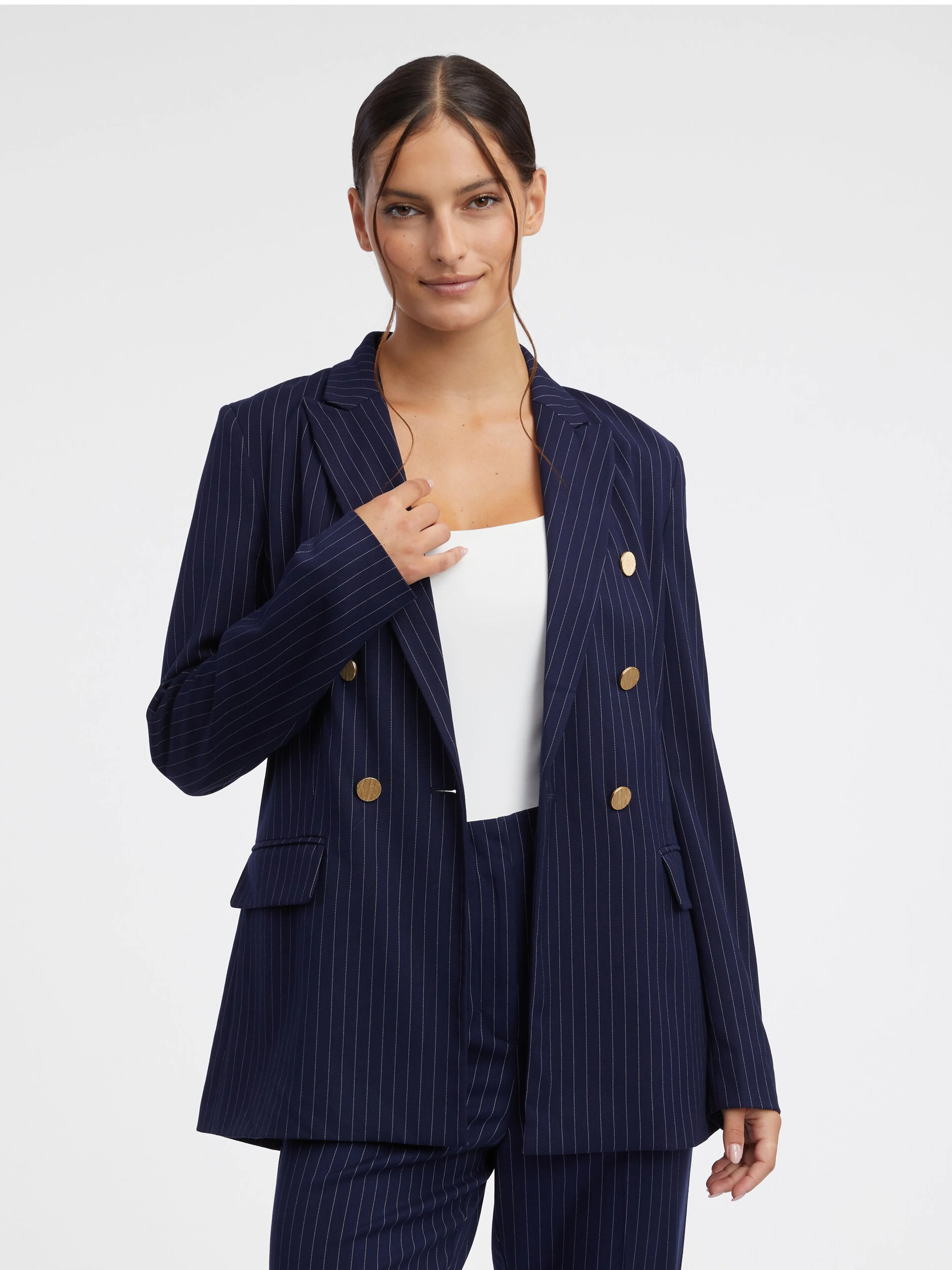 Dunkelblau gestreifte Damenjacke ORSAY