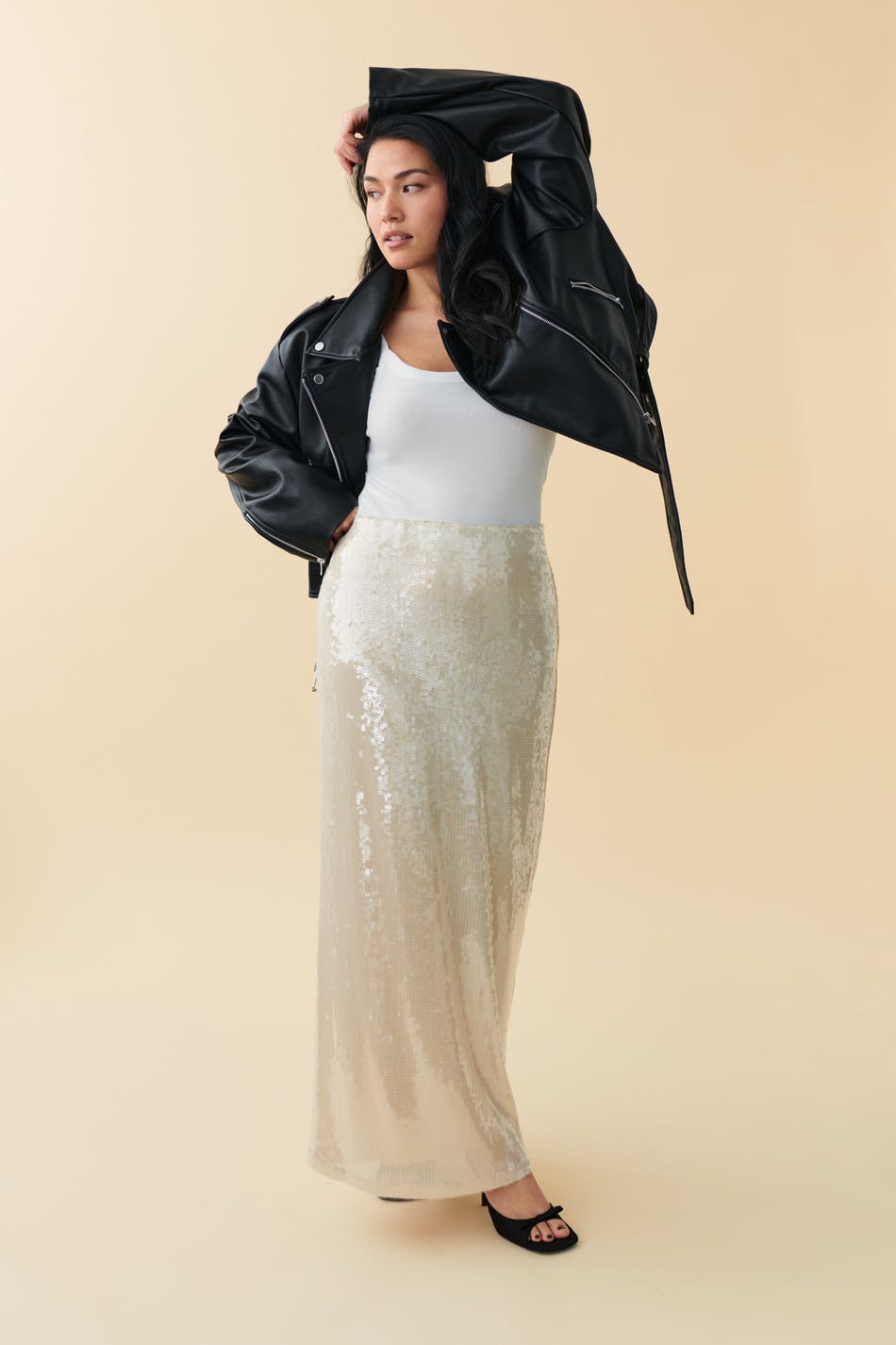 Sequin maxi skirt