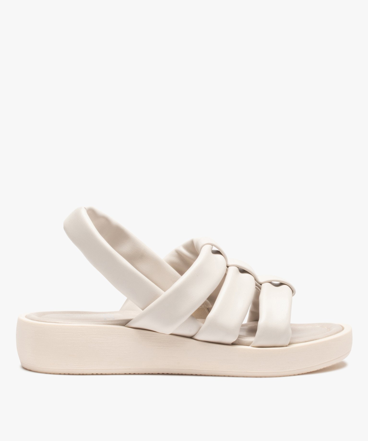 Sandales femme à semelle épaisse et brides matelassées blanc | GEMO