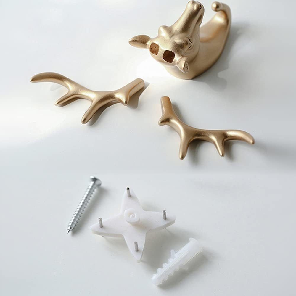 Sarfly Wandhaken Hirschköpfe Deko Wandhaken Garderobenhaken, (2-St., Hirschhaken Wandmontage), Für Aufhängen von Mänteln, Schals, Taschen, Handtüchern