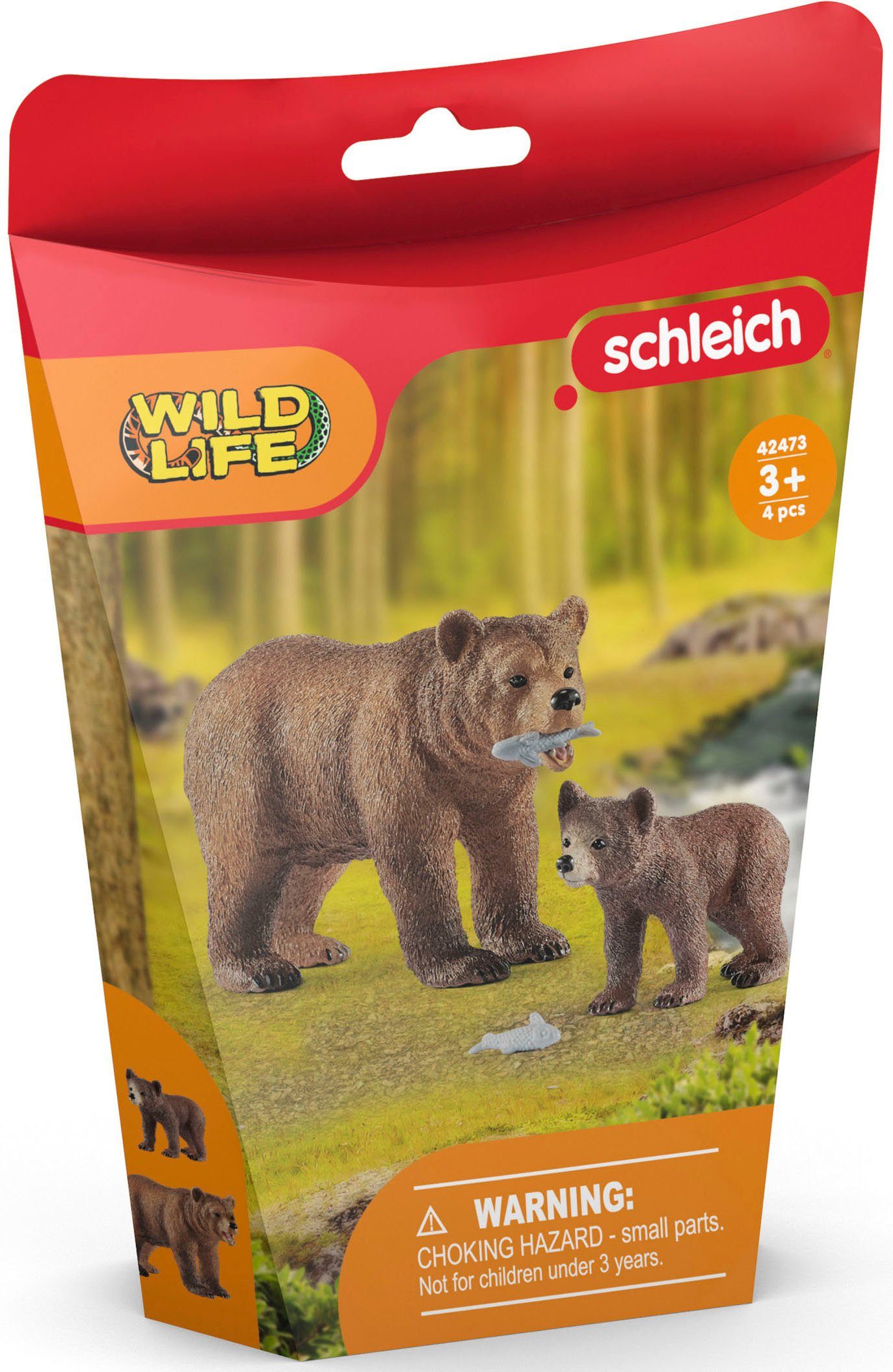 Schleich® Spielfigur WILD LIFE, Grizzlybär-Mutter mit Jungem (42473)