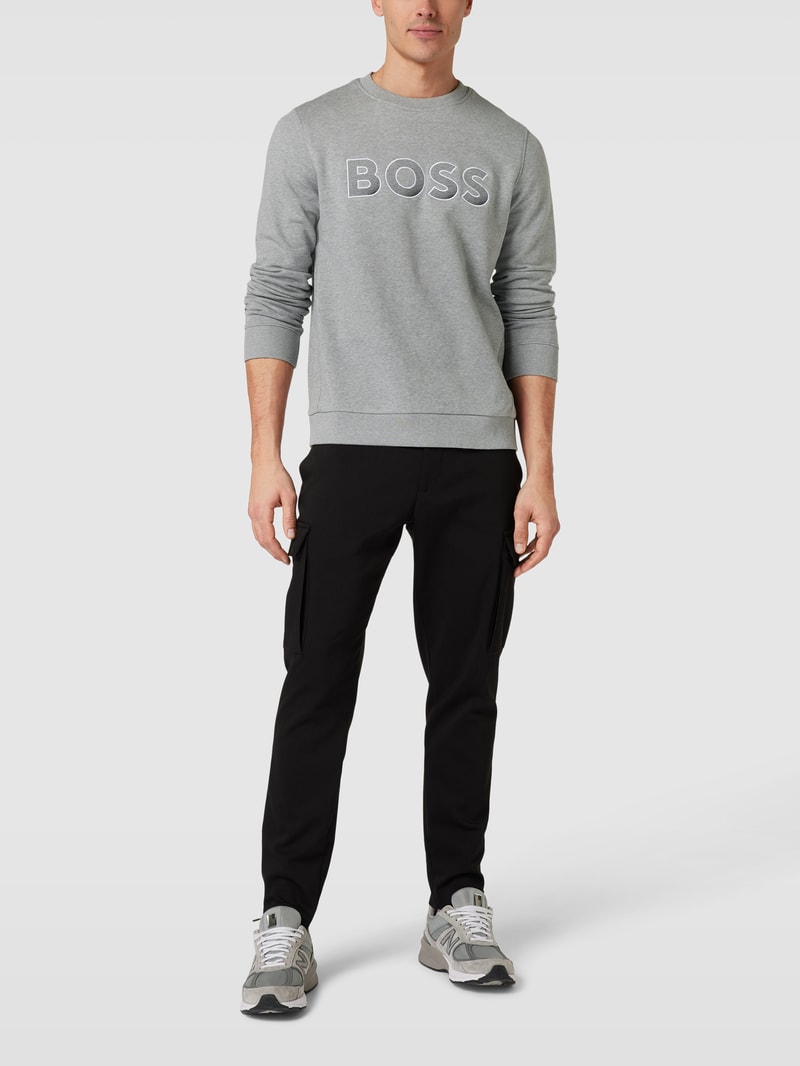 Sweatshirt mit Label-Stitching Modell 'Salbo' in hellgrau