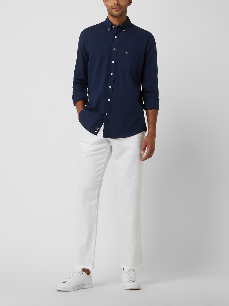 Regular Fit Freizeithemd mit Streifenmuster Modell 'All Season' in marineblau