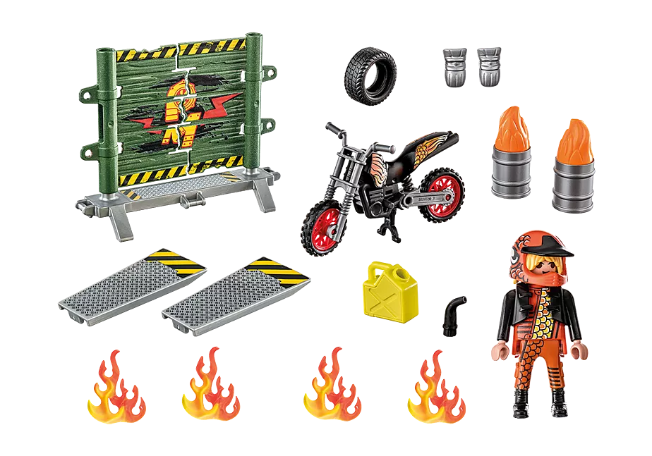 Starter Pack Stuntshow Motorrad mit Feuerwand