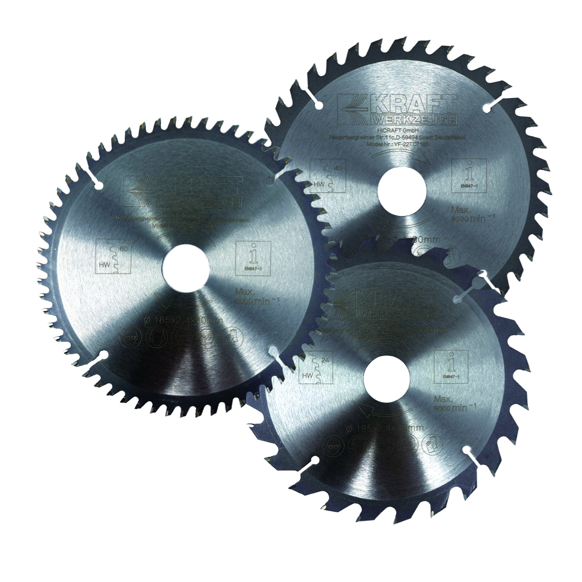 Kraft Werkzeuge Sägeblatt-Satz 185 mm 3er-Set