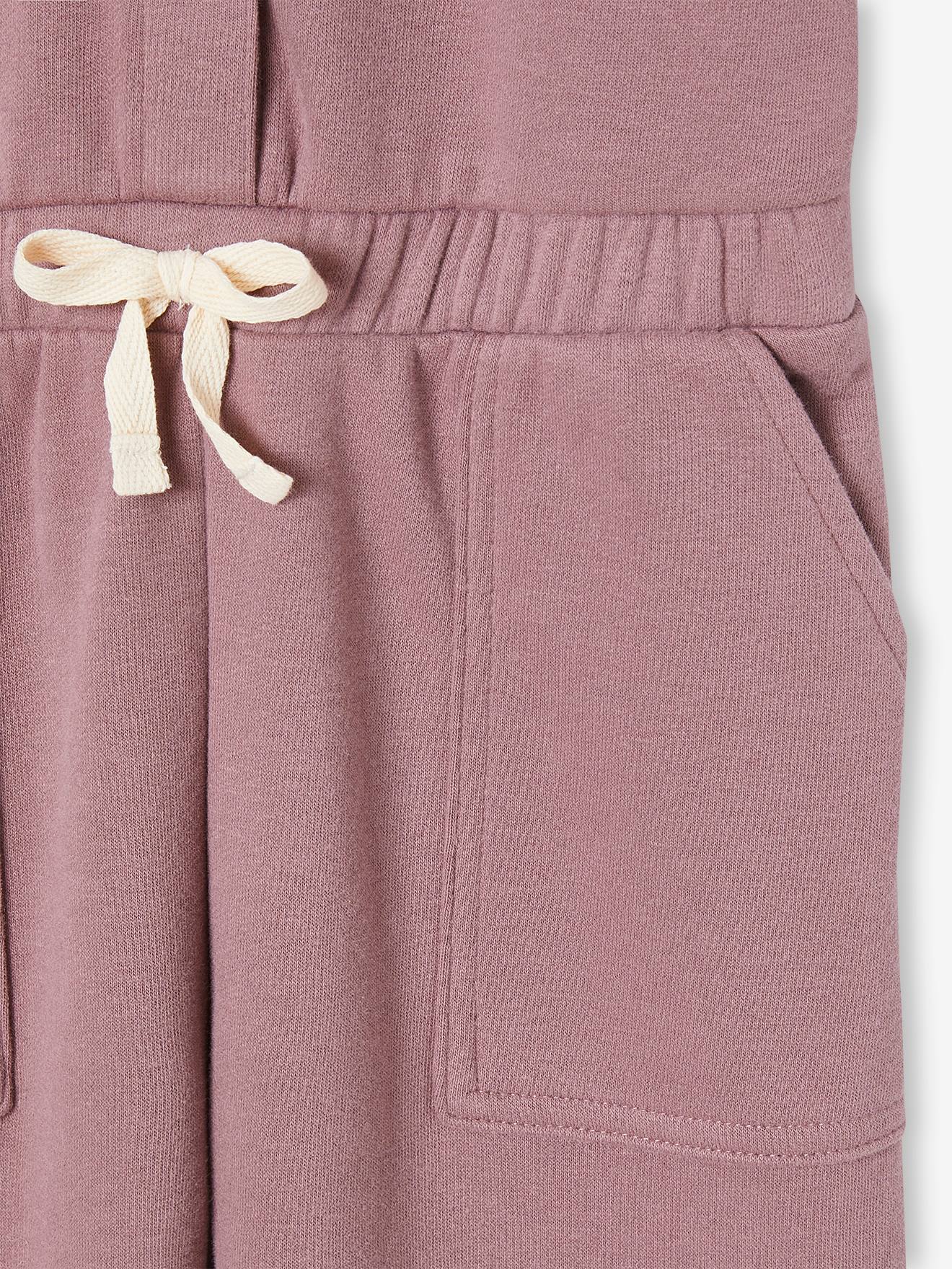 Combinaison en molleton fille manches courtes mauve