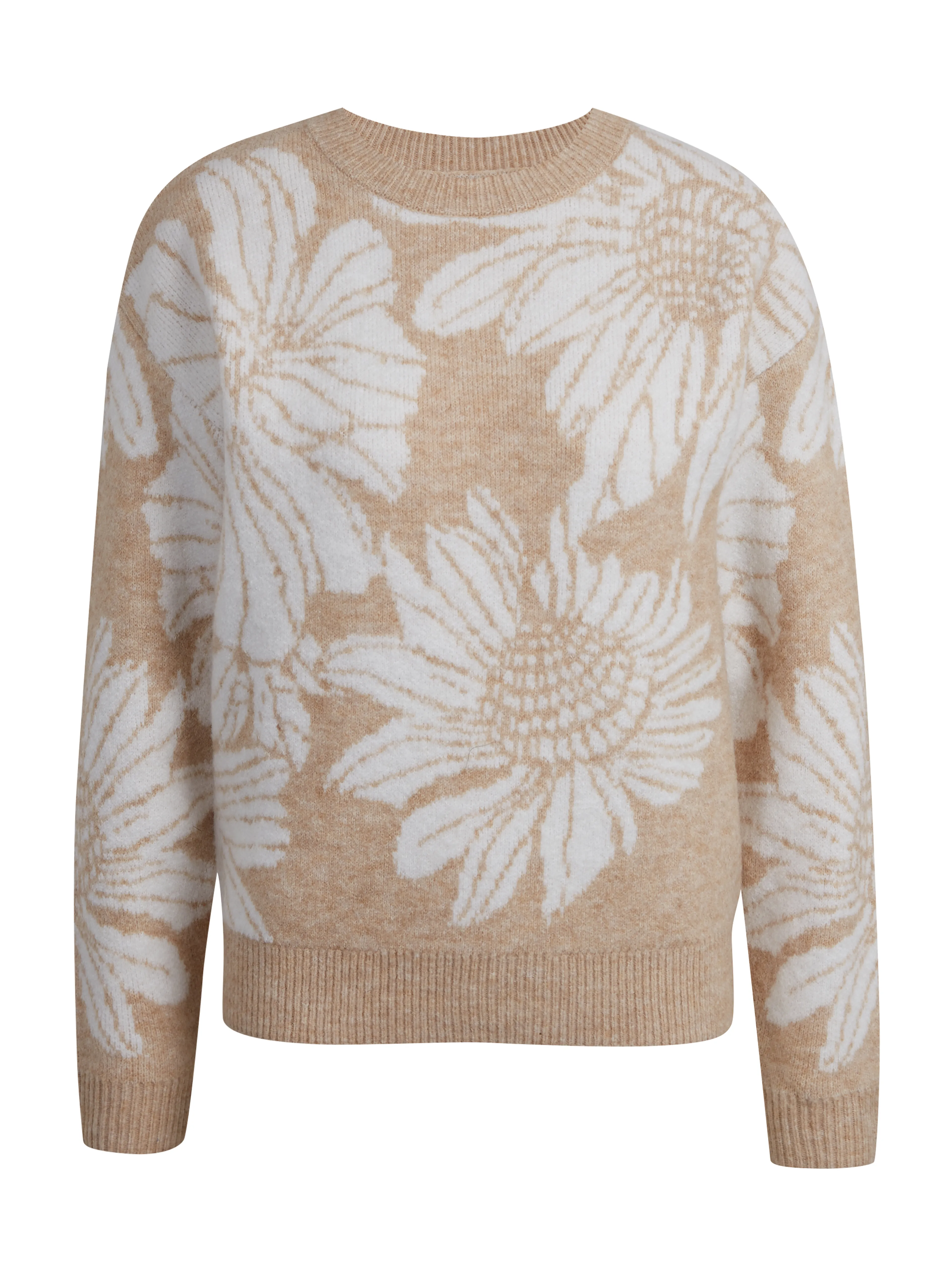 Weiß-beige geblümte Damenstrickjacke ORSAY