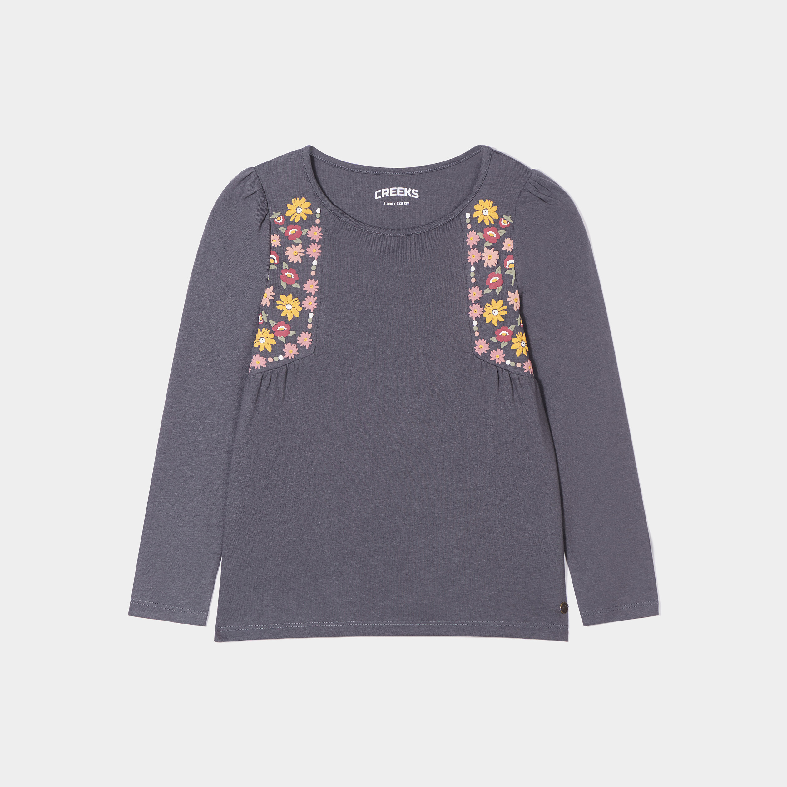 T-shirt droit avec empiècements Creeks gris foncé fille | La Halle