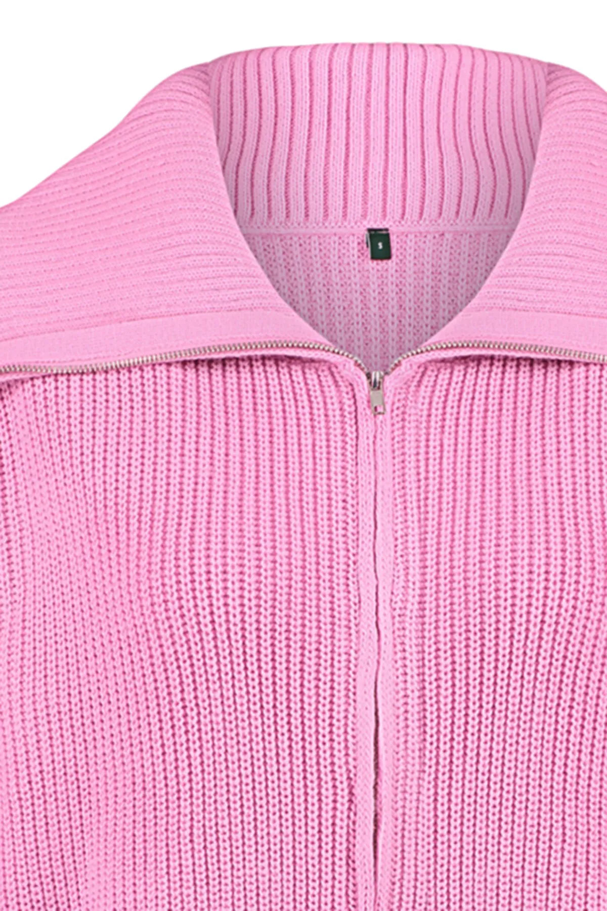 Trendyol Collection  Degaje Kragen Rosa Strick-Cardigan - Reißverschluss TWOAW24HI00072