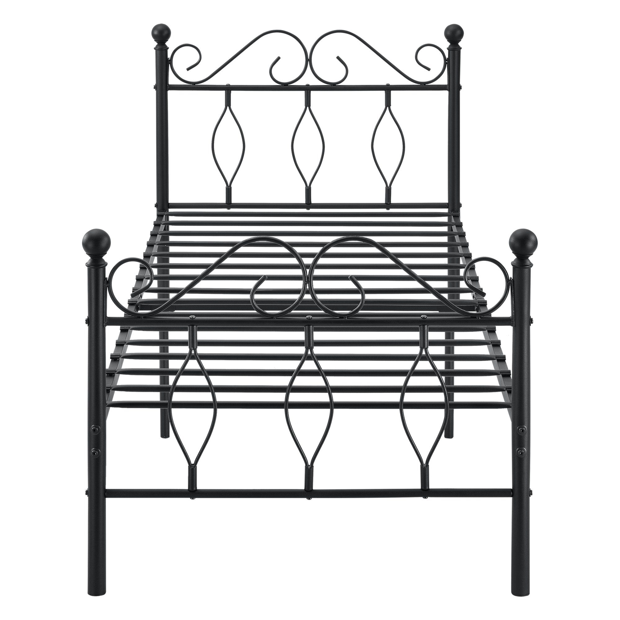 en.casa Metallbett, Apolda Metallbett mit Lattenrost schwarz 90x200 cm