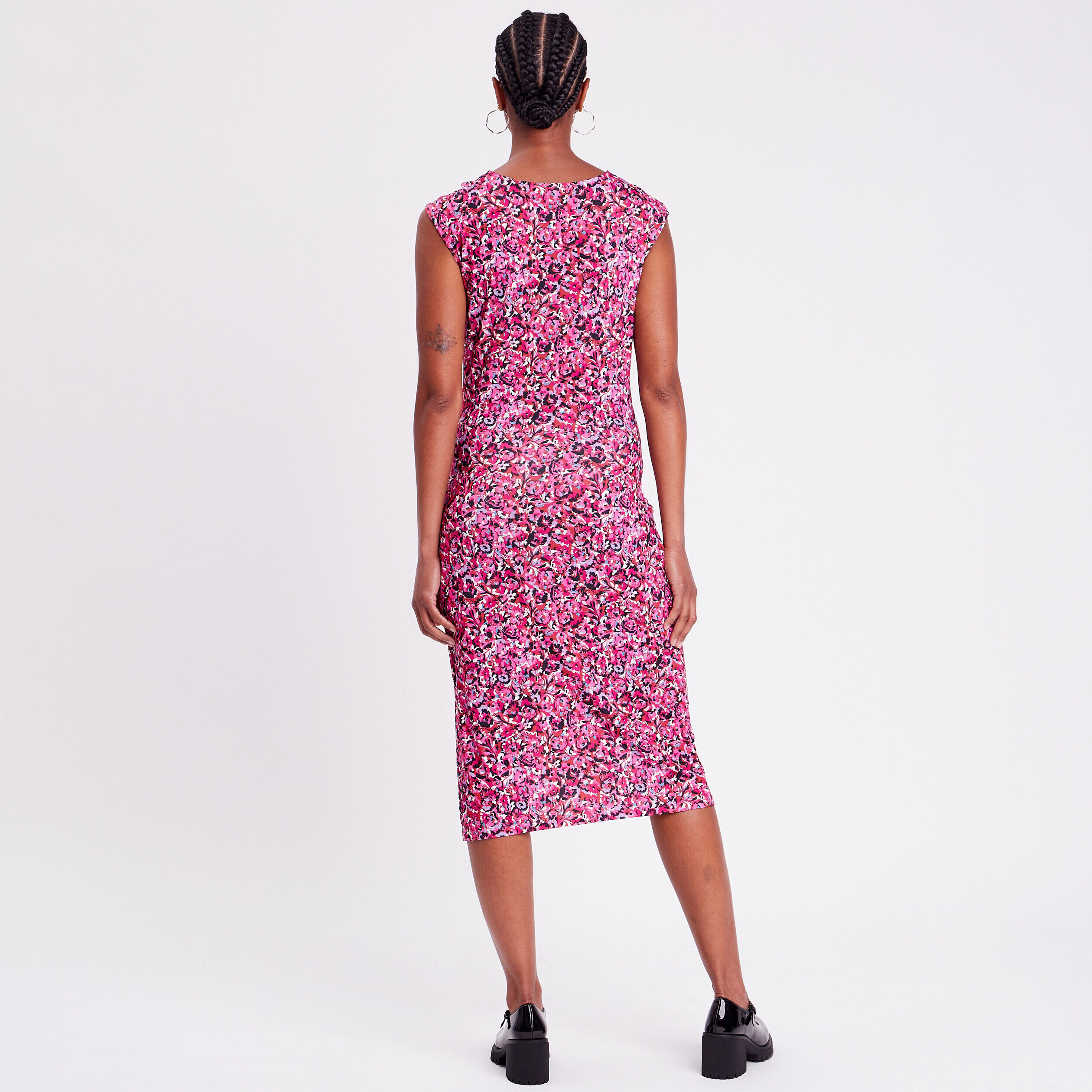 Robe midi droite drapée satin rouge femme | Cache Cache