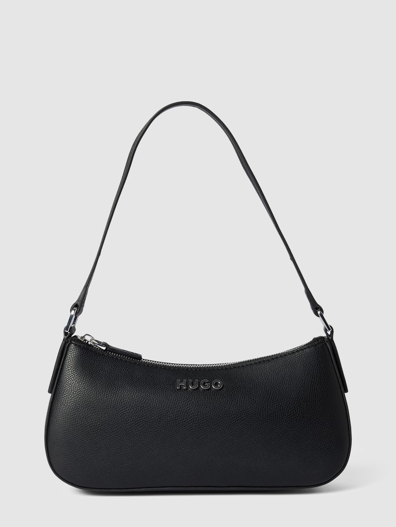 Hobo Bag mit Label-Applikation Modell 'CHRIS' in schwarz