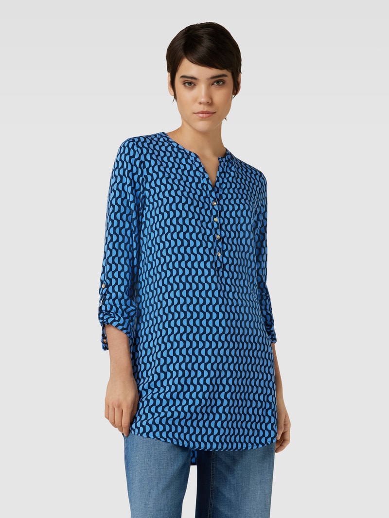 Bluse aus Viskose mit Allover-Print in dunkelblau