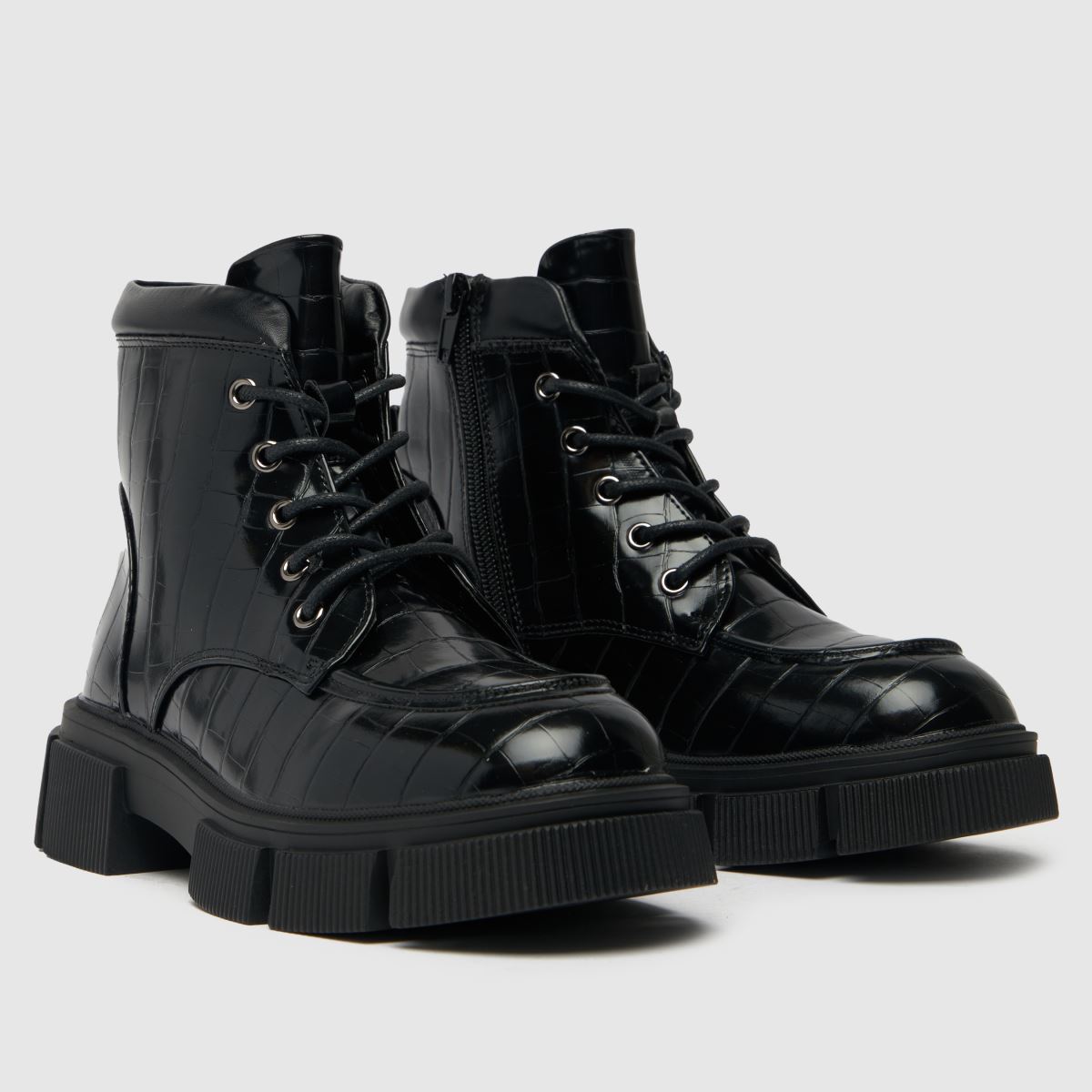 Schuh črni škornji za otroke s krokodiljo obliko