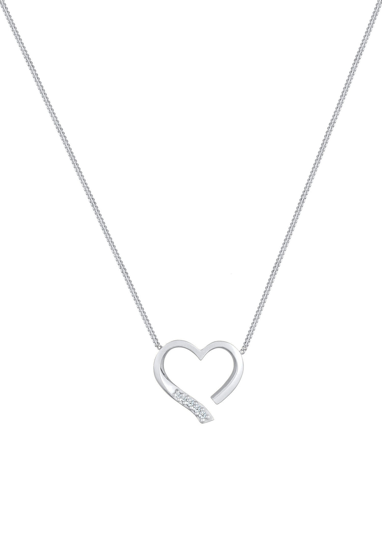Elli DIAMONDS sieviešu sirds kulons, sievišķīga mīlestība ar dimantiem (0,055 karāti) no 925. proves sudraba