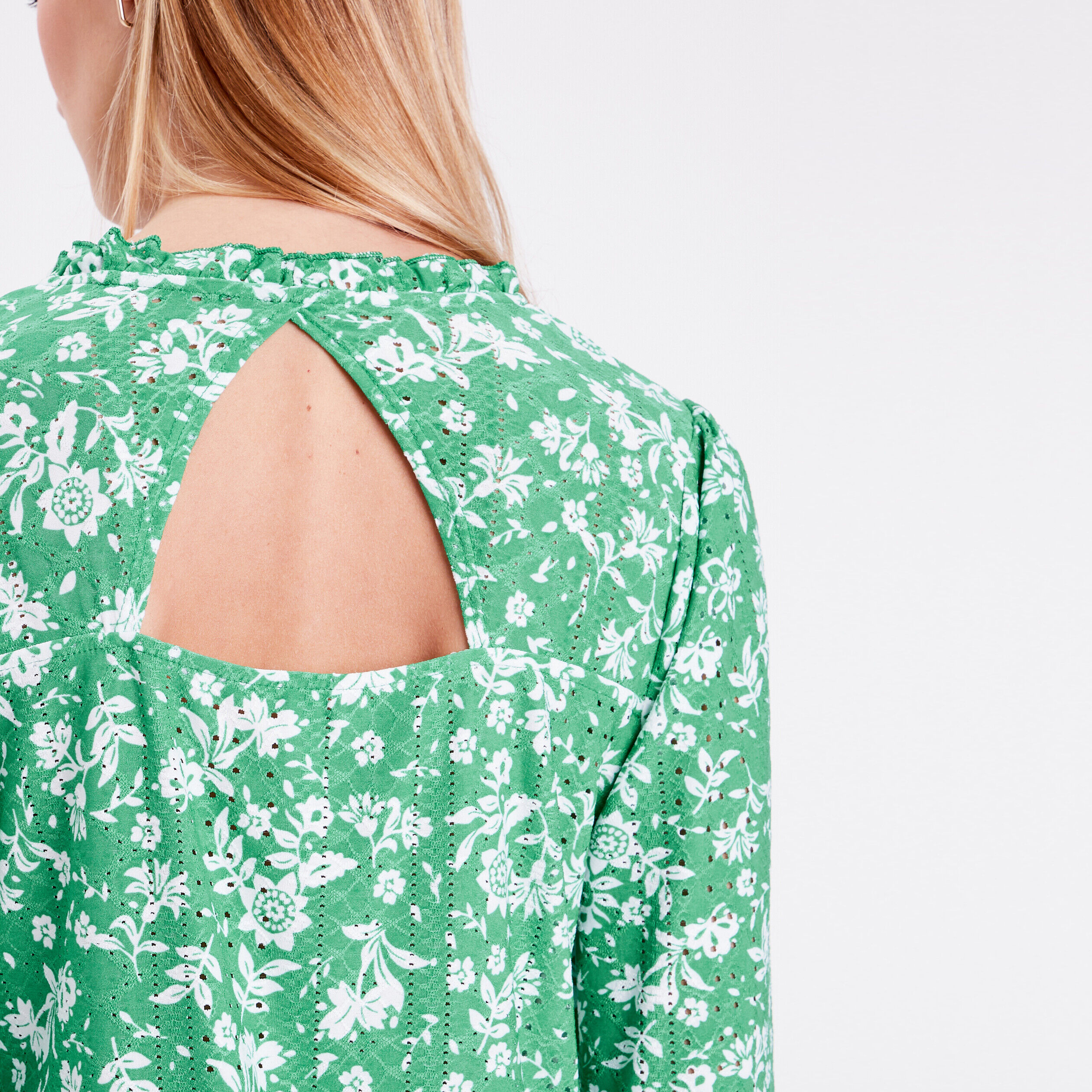 Blouse manches longues vert femme | Cache Cache