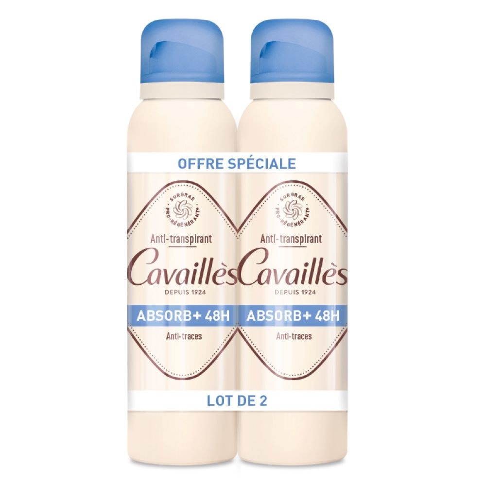 Cavaillès ABSORB+ 48H ANTI-TRACES SPRAY 150MLX2 DEODORANTS