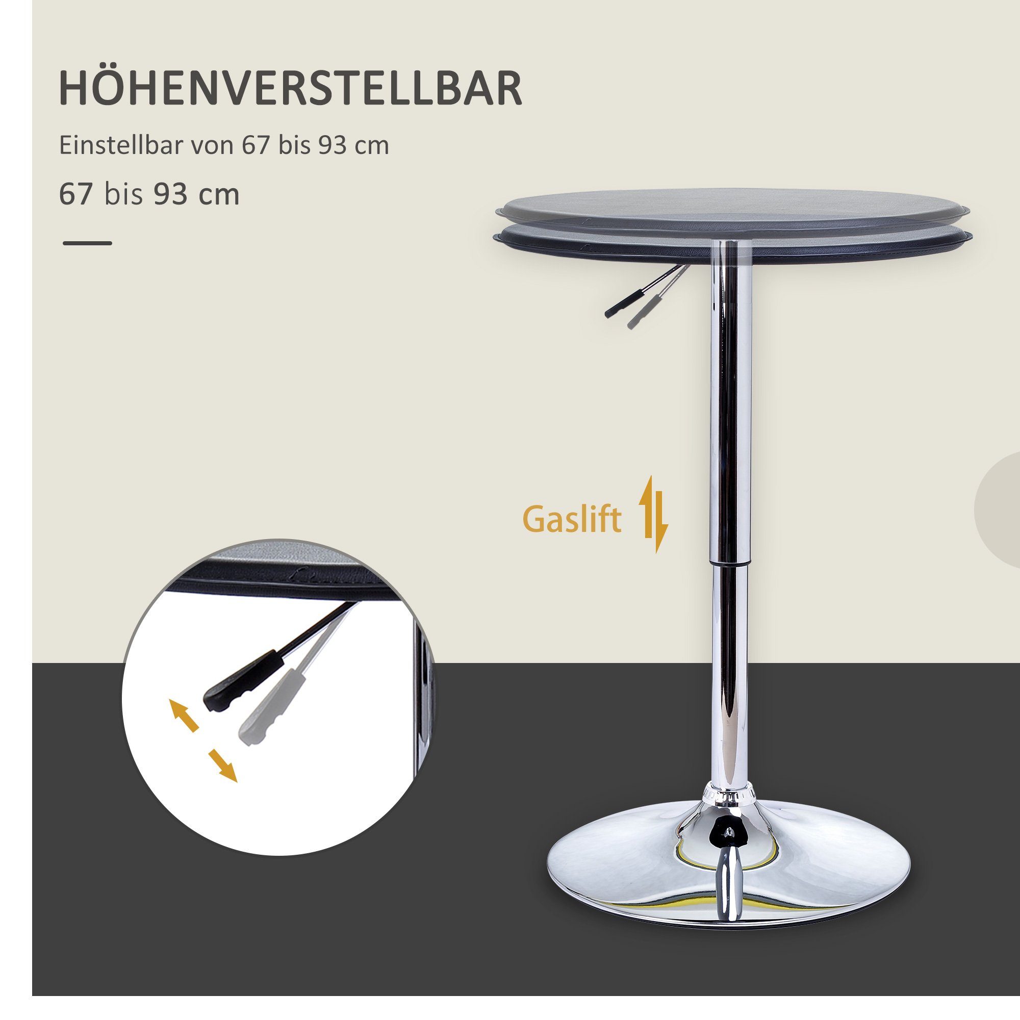 HOMCOM Bartisch Esstisch, Küchentisch, Küchentresen Tresentisch für Wohnzimmer (Stehtisch, 1-St., Bartisch), Leicht zu reinigen