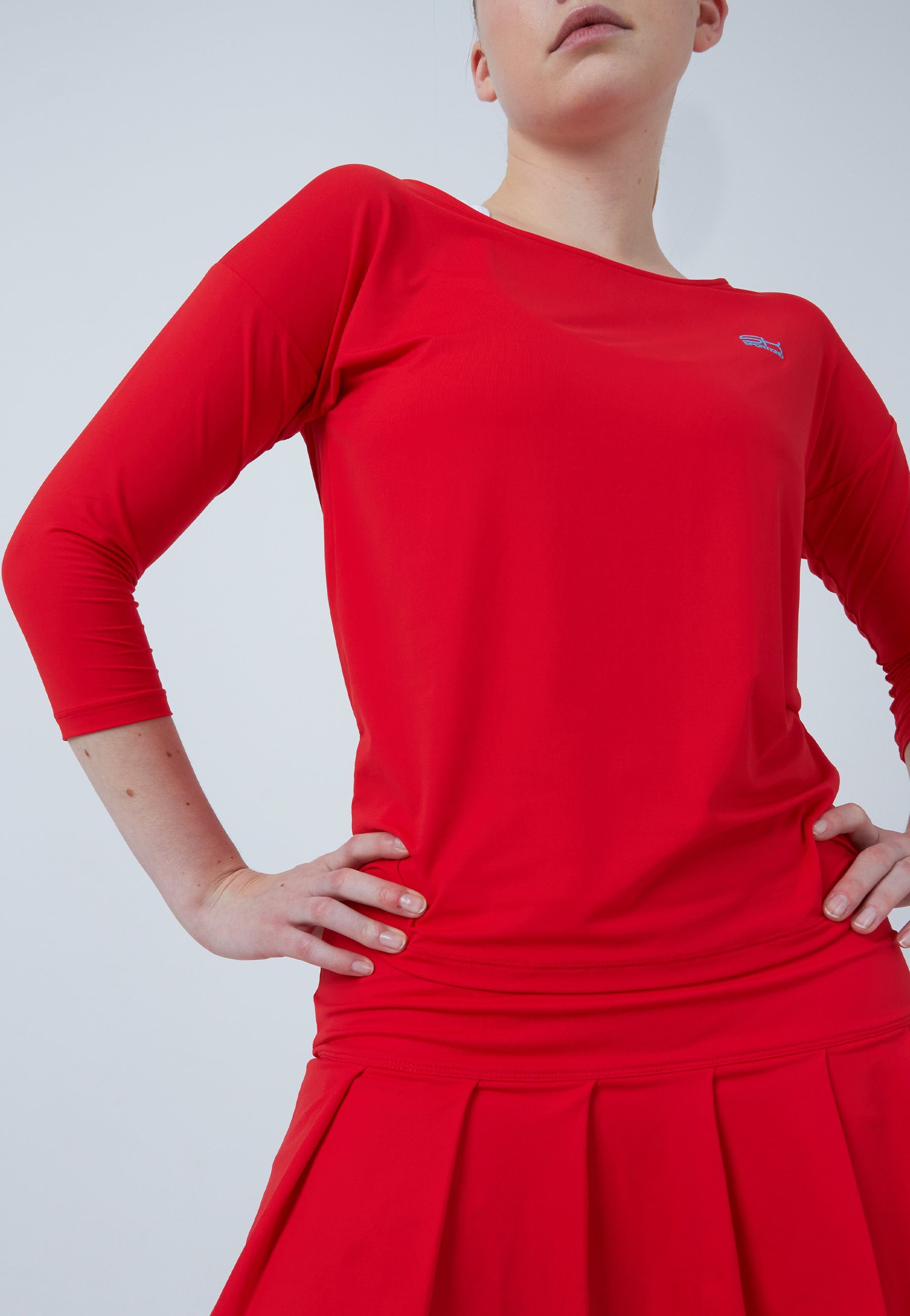 SPORTKIND Funktionsshirt Tennis 3/4 Loose Fit Shirt Mädchen & Damen rot