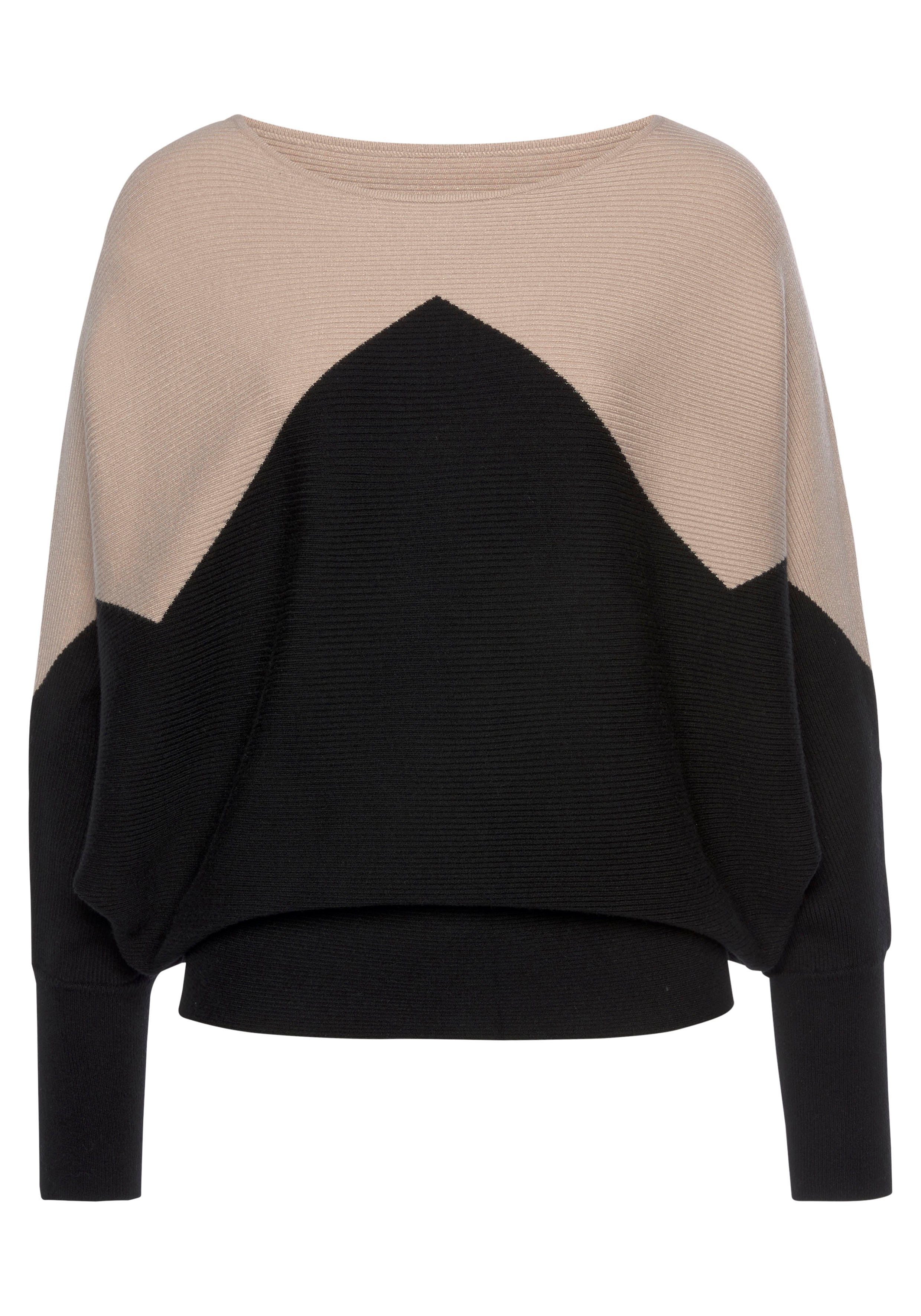 LASCANA Strickpullover mit Colorblock-Optik