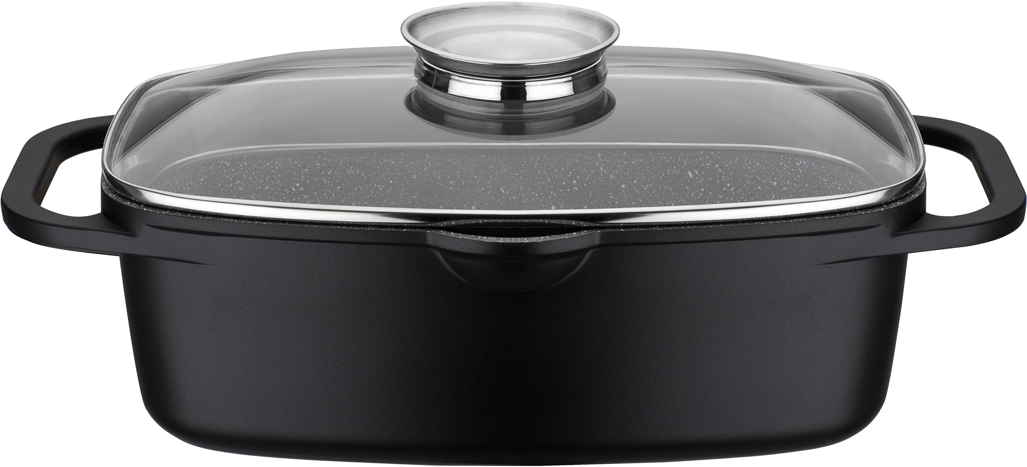 GSW Bräter Gourmet Grantit, Aluminiumguss (Set, 2-tlg), Induktion, 6 Liter, inkl. Servierzange