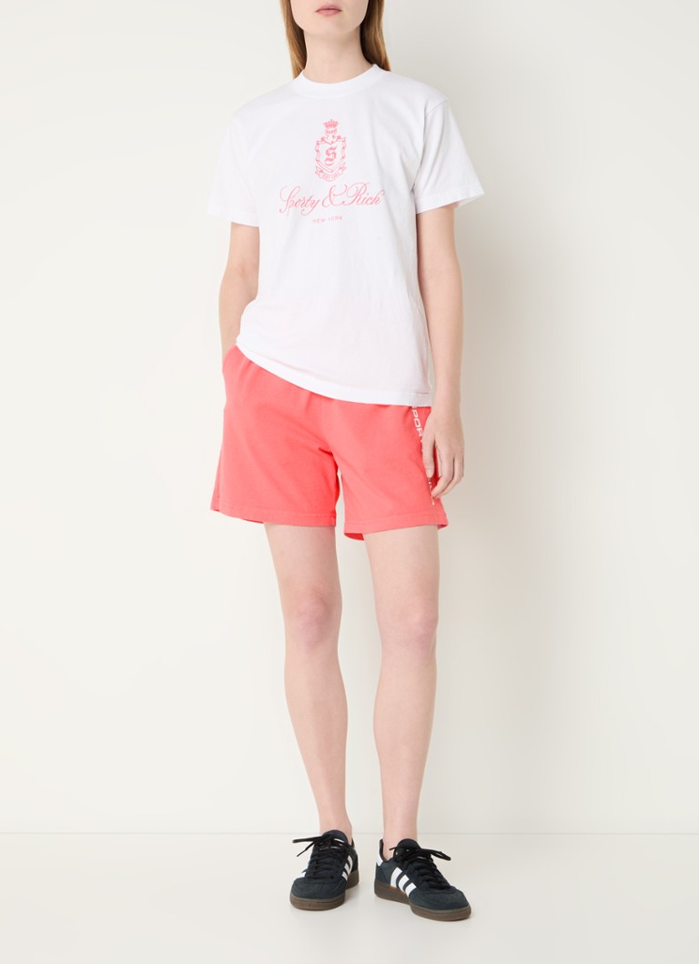 Sporty & Rich High waist straight fit jogging shorts with side pockets and logo