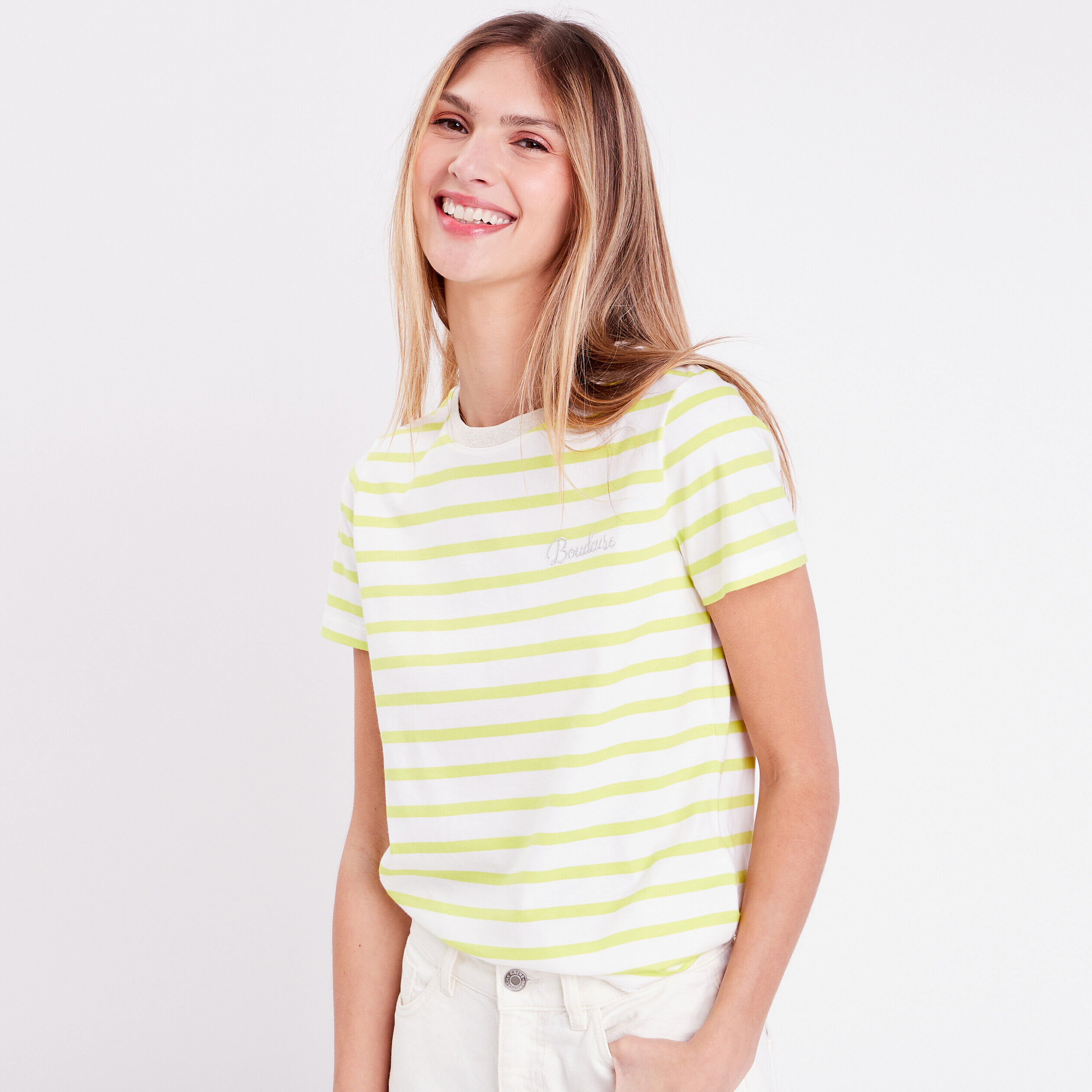 T-shirt manches courtes vert fluo femme | Cache Cache