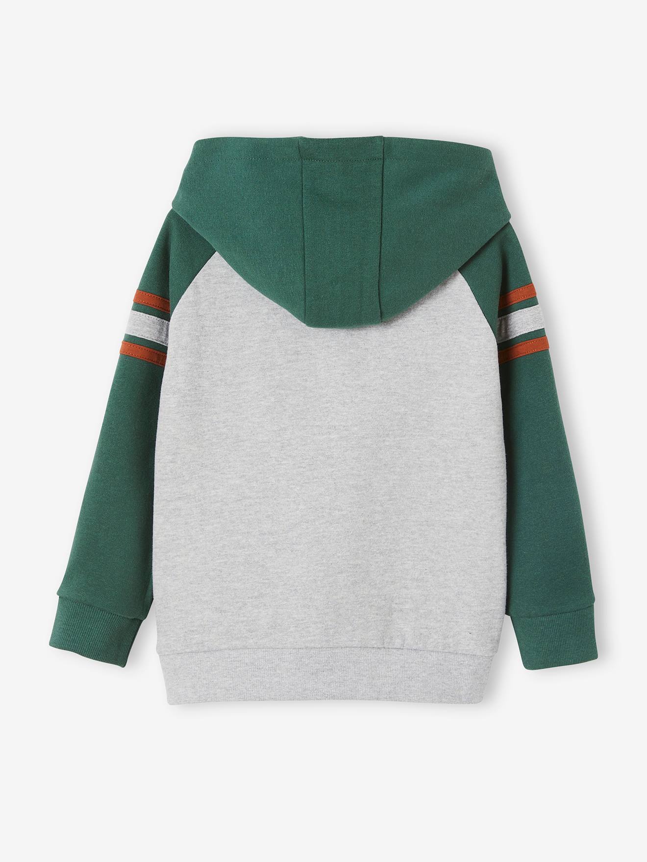 Sweat à capuche motif graphique garçon manches raglan vert fonce