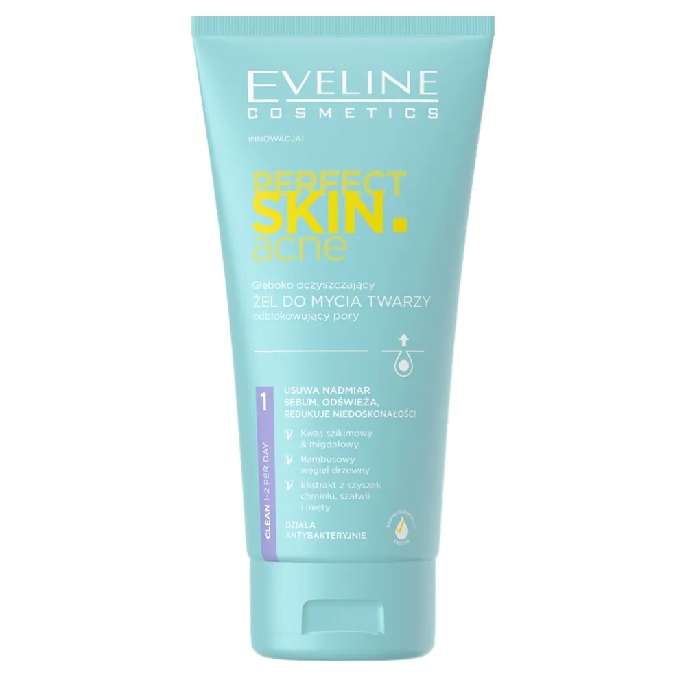 Eveline Perfect Skin spuogų veido valomasis gelis